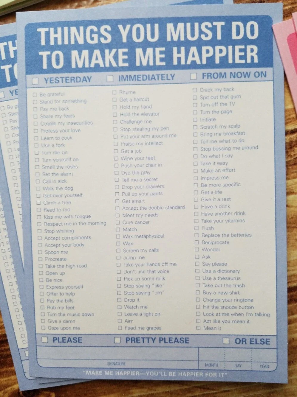 Knock Knock's Things You Must Do Blank Cards & RBforHB Dear Monday Block Notepad